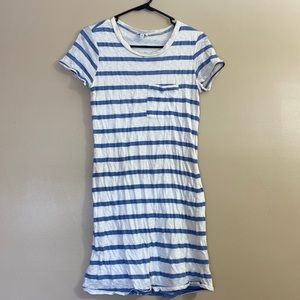 XS light blue and white striped dress